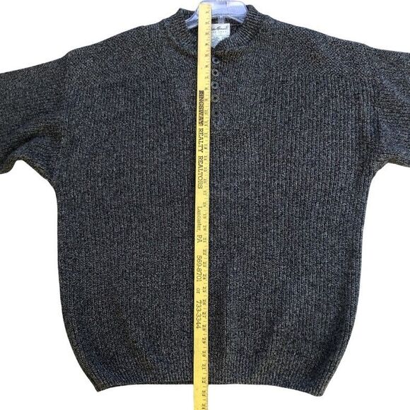 VTG Eddie Bauer Henley Fisherman Sweater Mens Sz XL Chunky Marled Knit USA - Picture 9 of 10